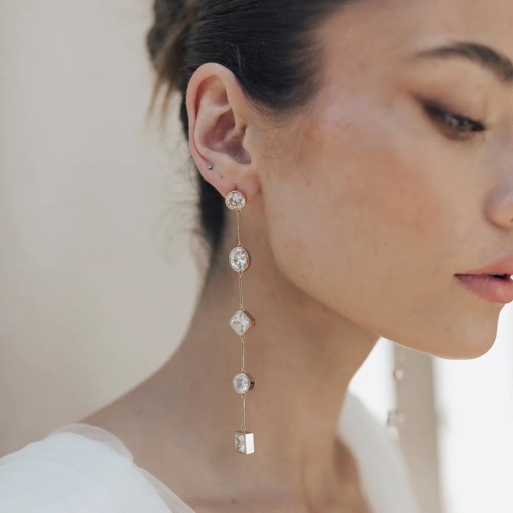 Untamed Petals - Carmela Drops - Available in Silver and Gold - Crystal Earrings